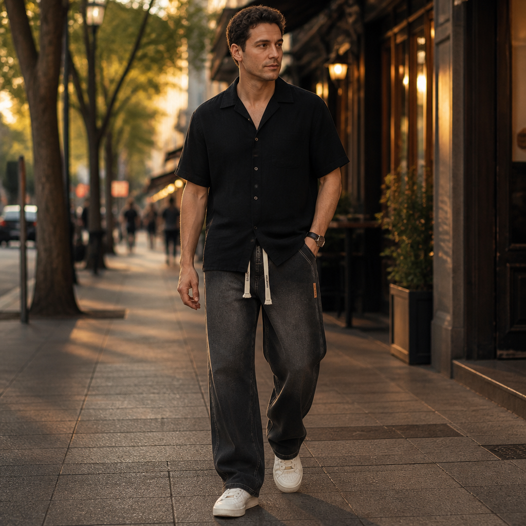 BrezeLane™ – Airy Drawstring Relaxed Straight Summer Jeans