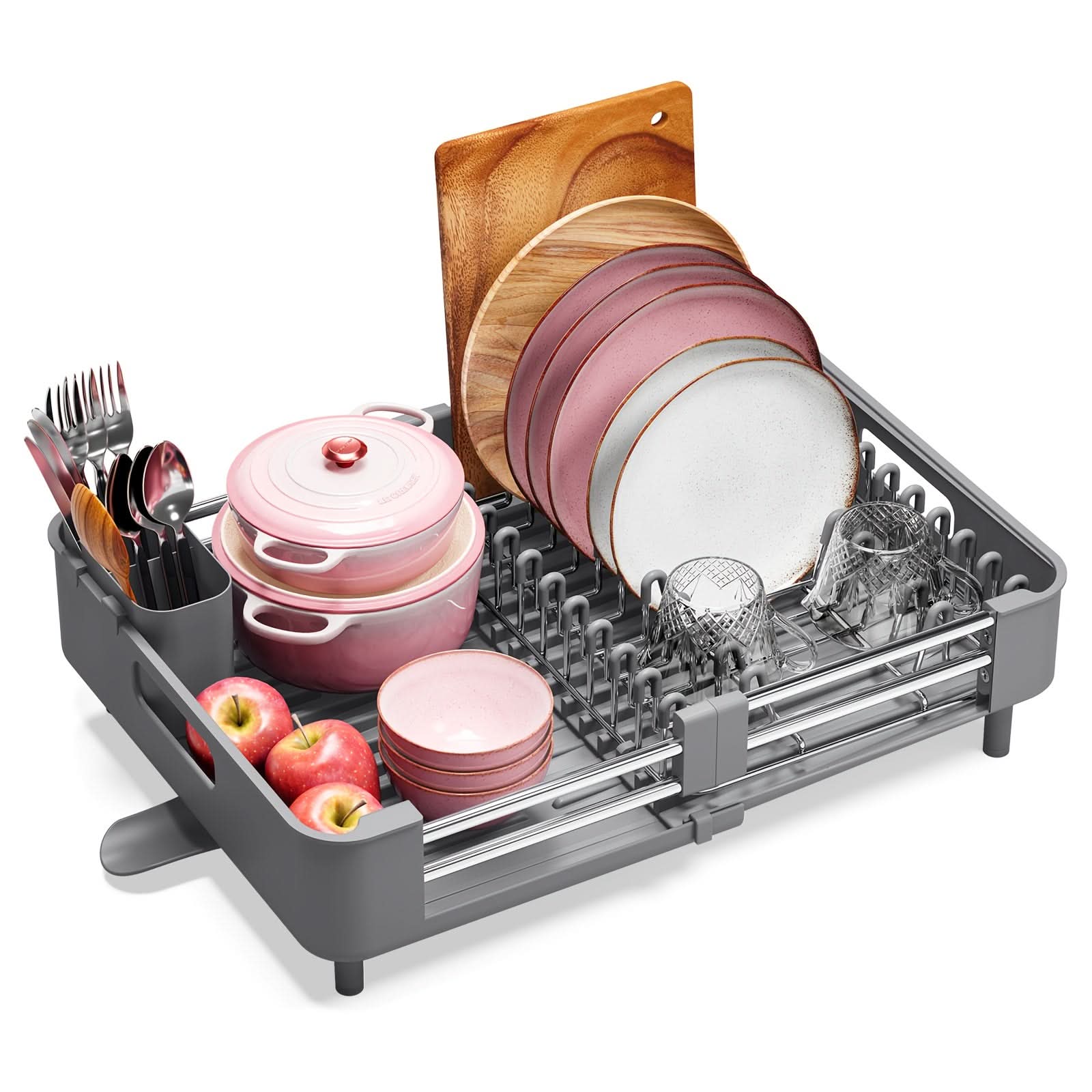 Expandable Dish Drying Rack with Drainage Spout