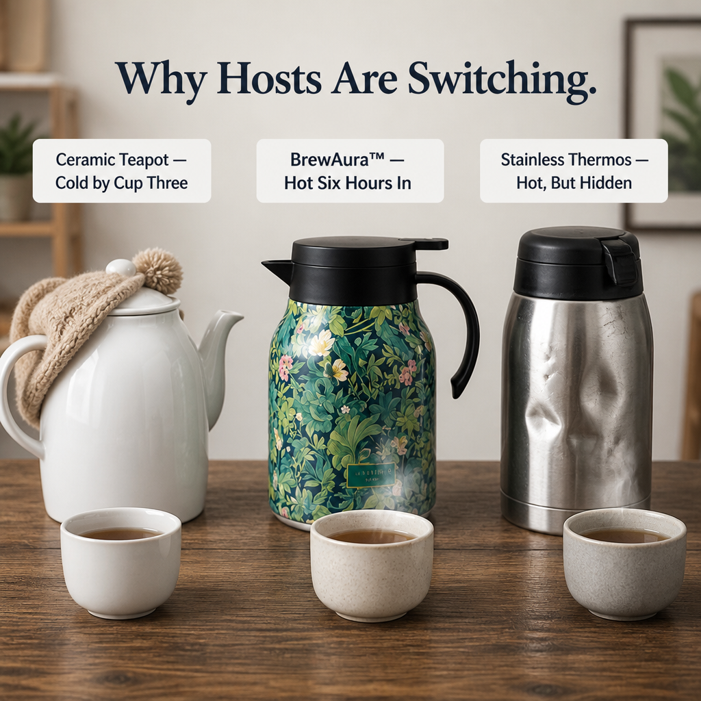 BrewAura™ — Brew, Serve & Showcase Tea That Stays Hot for Six Hours
