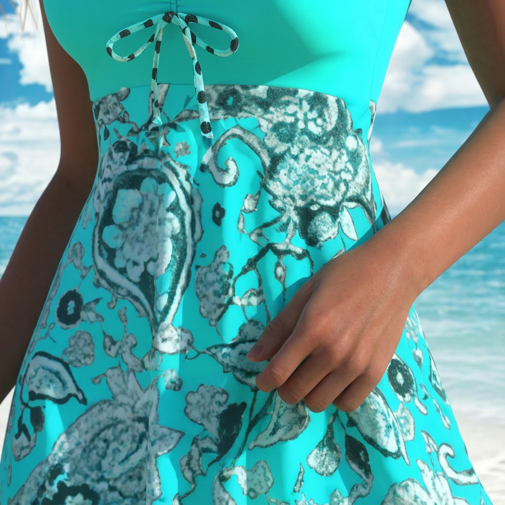 StreamlineSculpt™ – Halter Tankini Swim Dress Featuring Integrated Boyshort Coverage