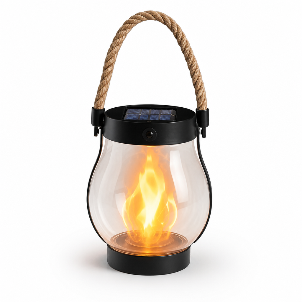 Realistic Flame Solar Lantern (Dusk Sensor)
