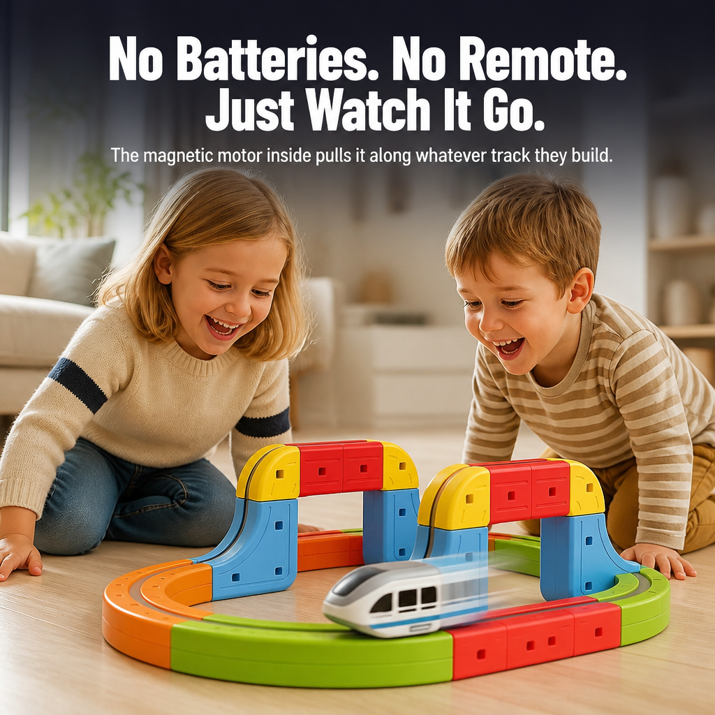 LuminaTrack™ — Connect Tracks with a Snap and Watch the Magnetic Train Glide