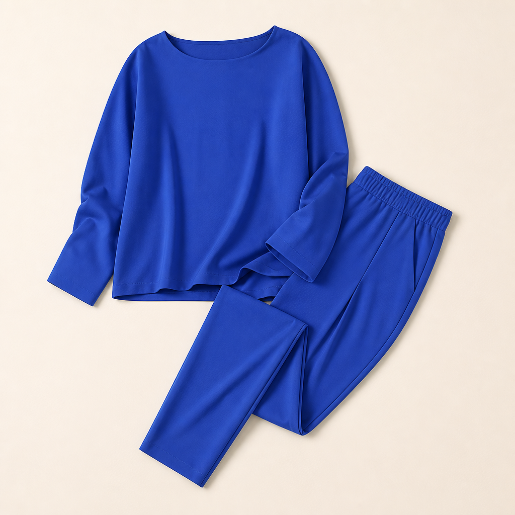 Mirelle™ – Casual Boat-Neck Two-Piece Outfit with Tapered Pleated Trousers