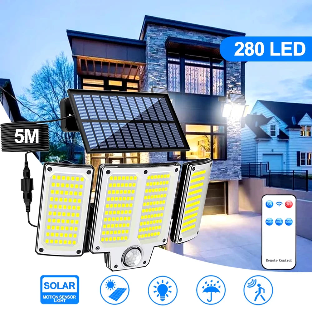 Solar Outdoor Wall Light with Motion Sensor – 106/144/280 LEDs