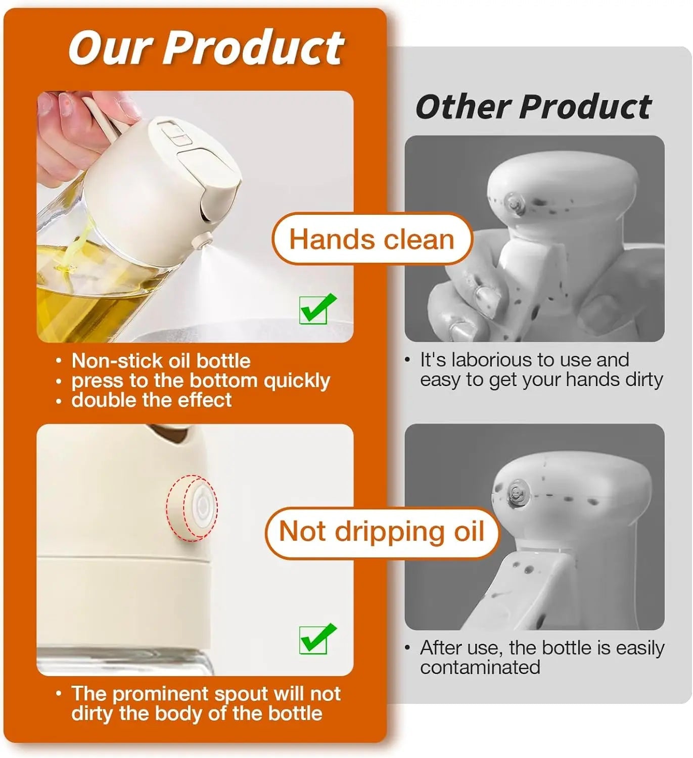 Glass Oil Dispenser and Sprayer – 470 ml 2-in-1 Bottle