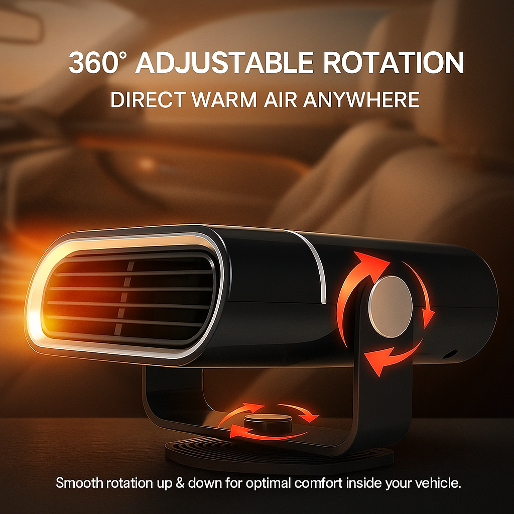 12V Portable Car Heater and Fan - 4-in-1 Windshield Defroster and Cooler