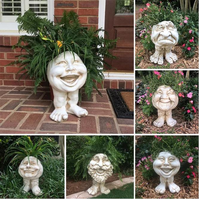 Drainage Face Planter Crafted from Synthetic Resin