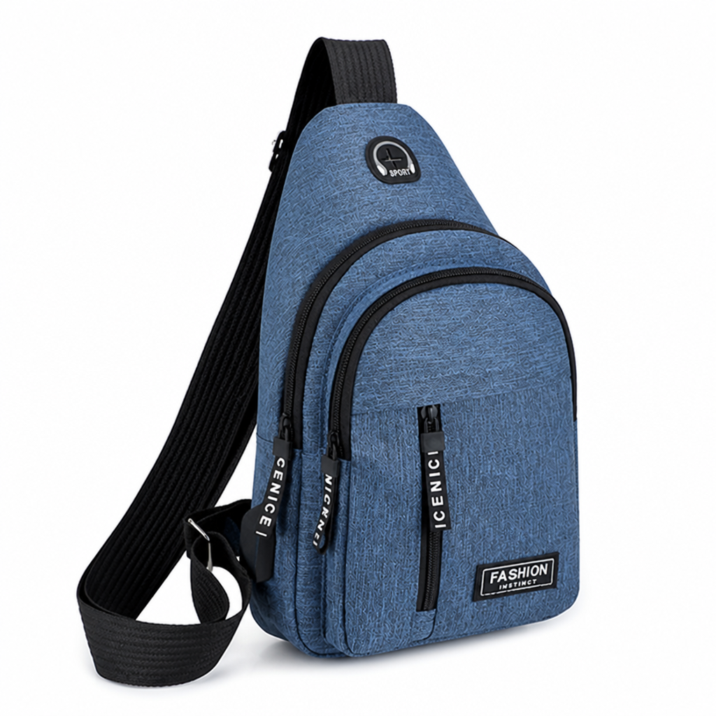 Multiple-Compartment Water-Repellent Sling Bag (USB Port)