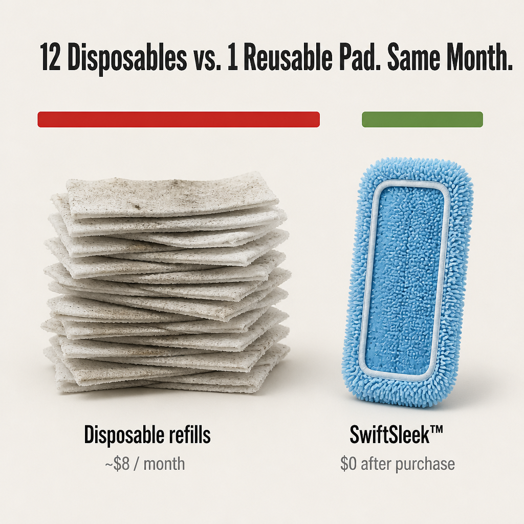 SwiftSleek™ — Snap-On Microfiber Pads That Capture Pet Hair Across 150 Washes