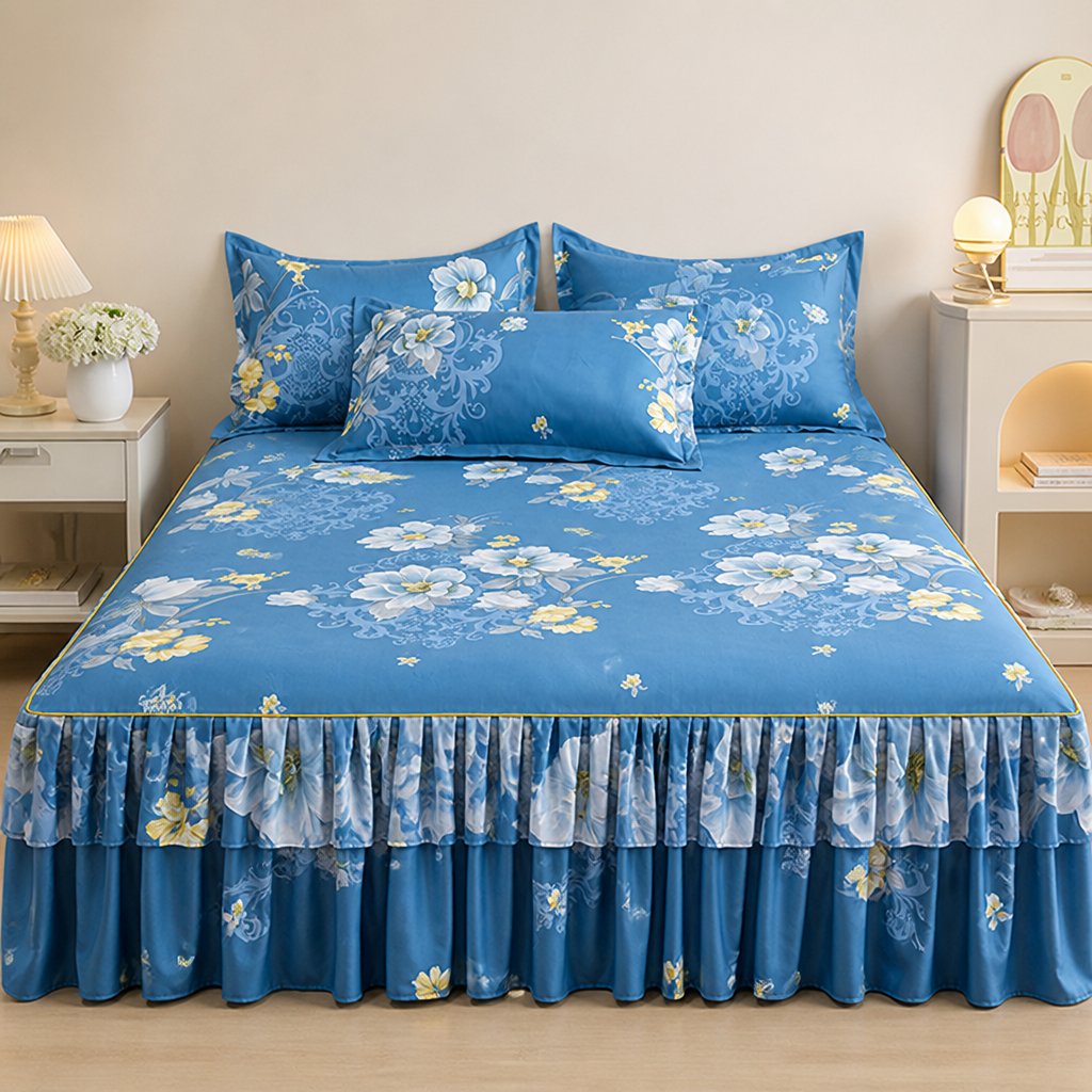 Three-Piece Ruffled Bedding Set™ — Wrap Your Bedroom in Cozy Elegance and Effortless Charm