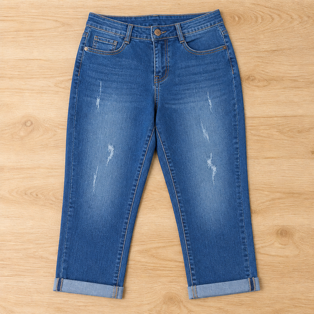 ArdenVibe™ Distressed Capris — Embrace Every Curve with Effortless Edge and All-Day Comfort
