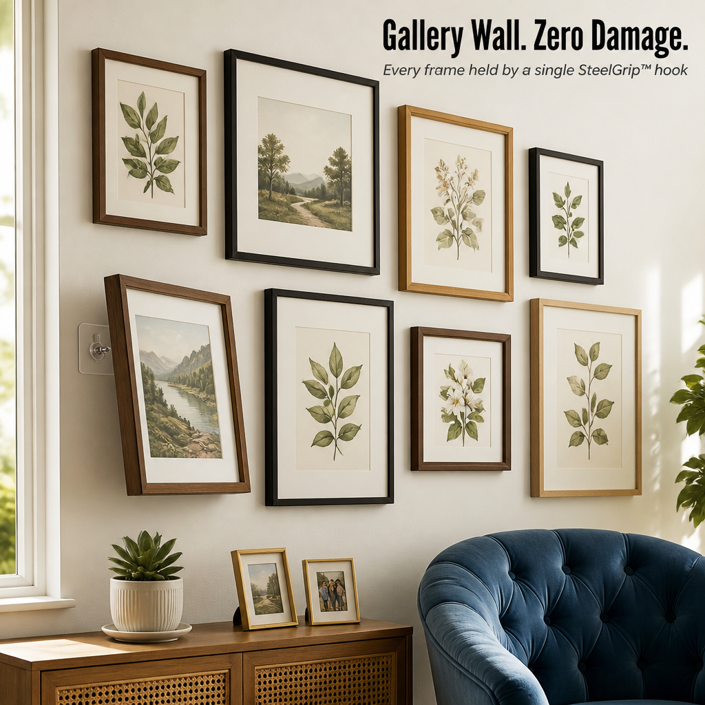 SteelGrip™ — Hang Heavy Frames Without Making a Single Hole in Your Wall