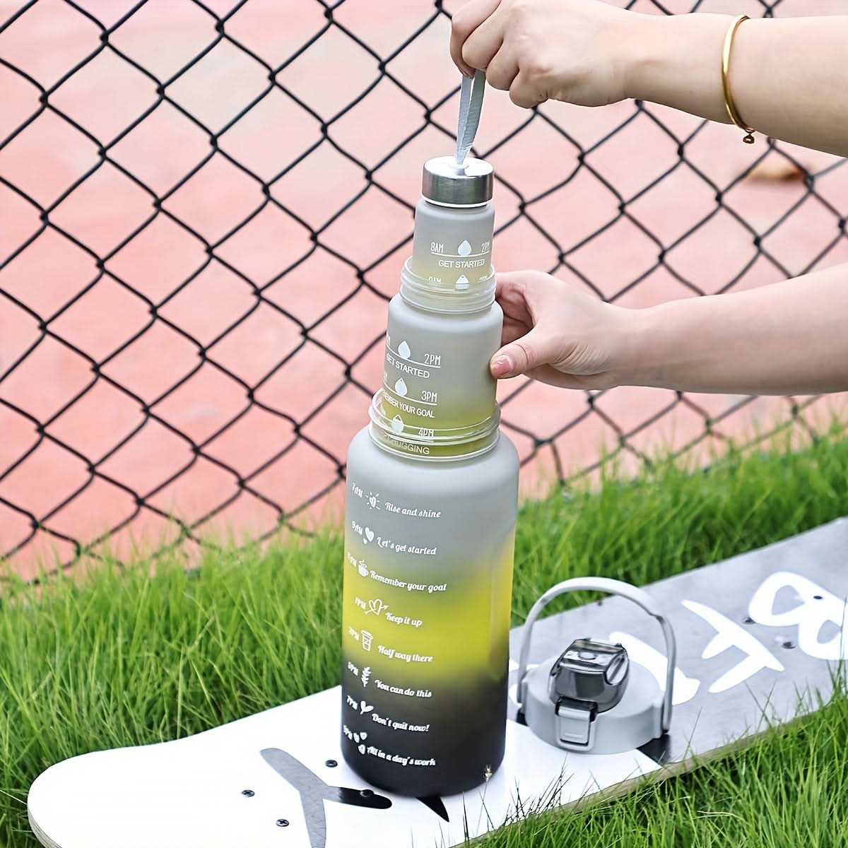 Gradient Water Bottle with Straw for Hydration