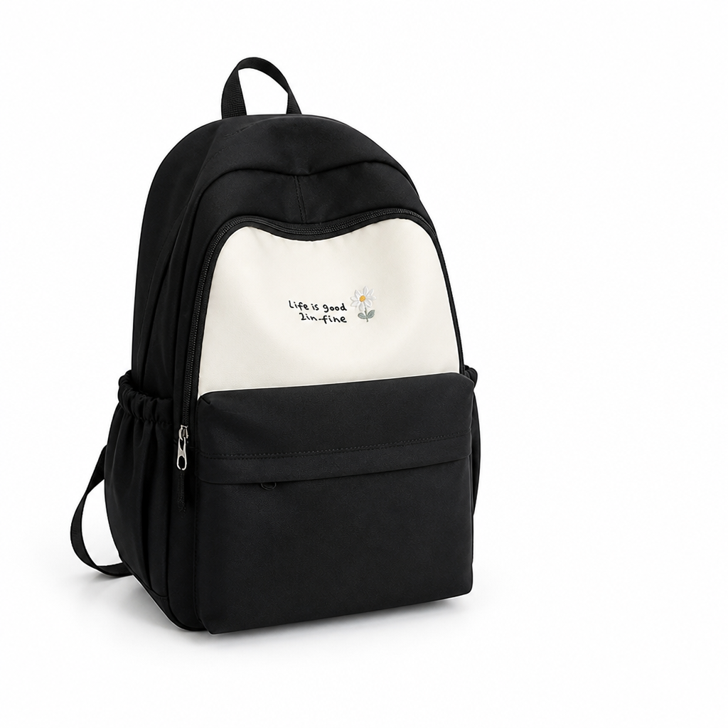 Lightweight Large Capacity Backpack (Daisy & Letter Print)