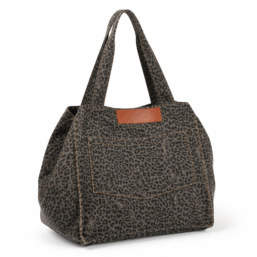 Leopard Print Multi-Pocket Handbag