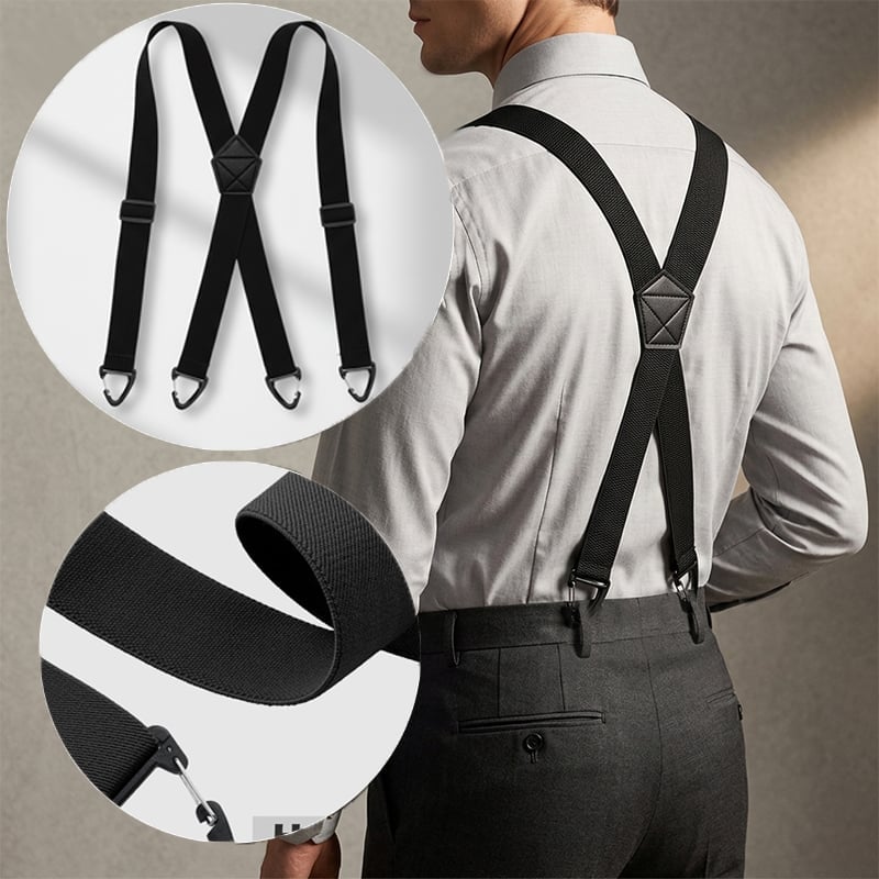Adjustable Non-Slip Suspenders with Four Clips