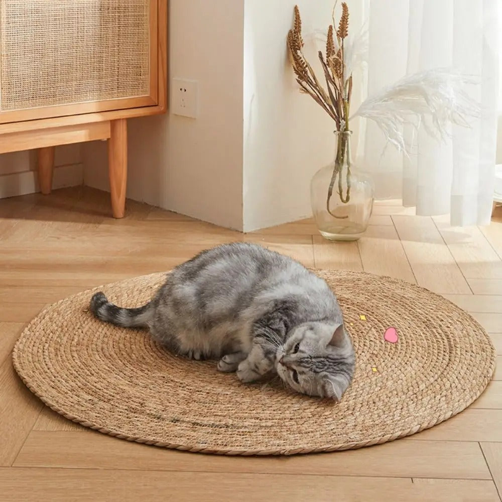 Natural and Durable Jute Cat Scratching Mat - Braided Design