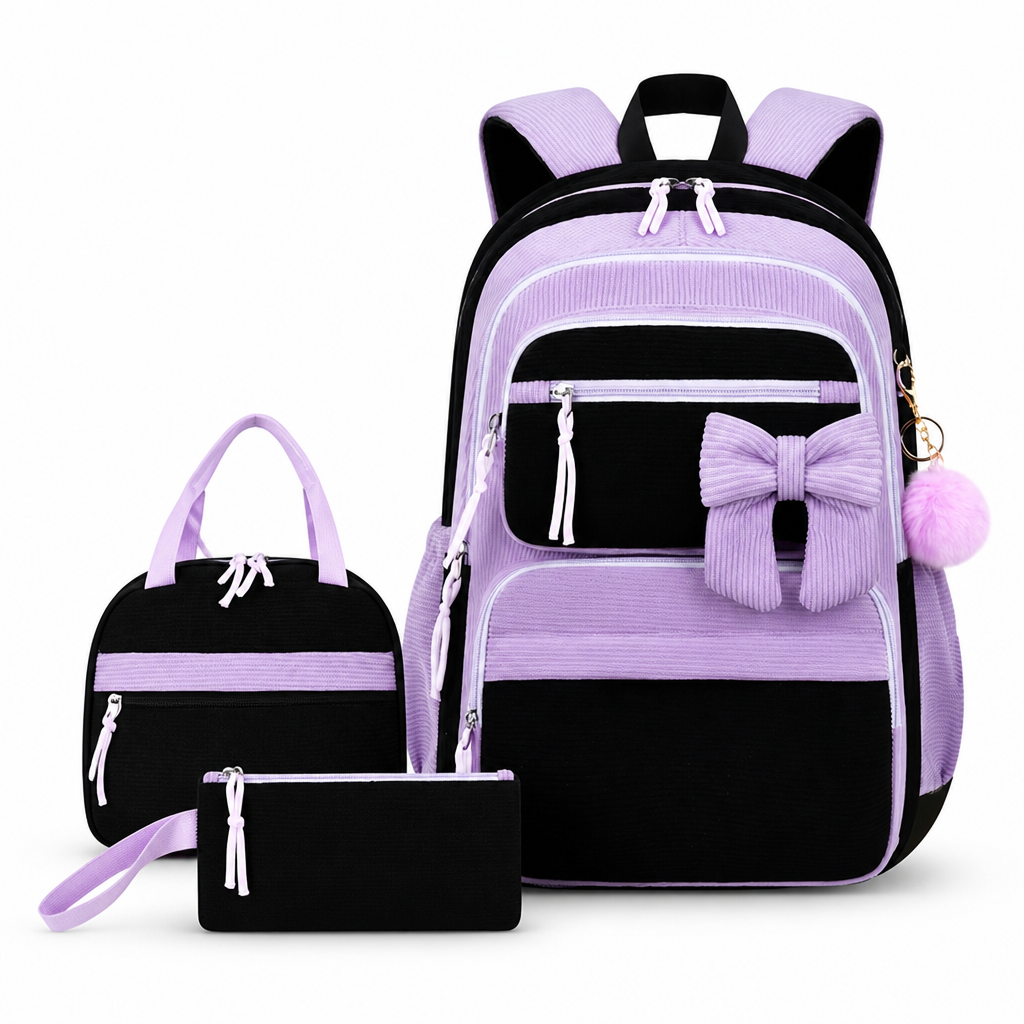 Lightweight Corduroy Backpack Set (3-Piece)