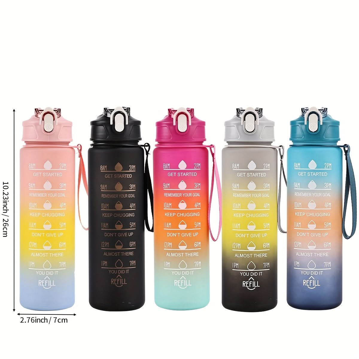 Gradient Water Bottle with Straw for Hydration