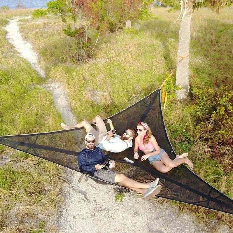 Multi-Person Triangle Hammock with 3-Point Suspension System