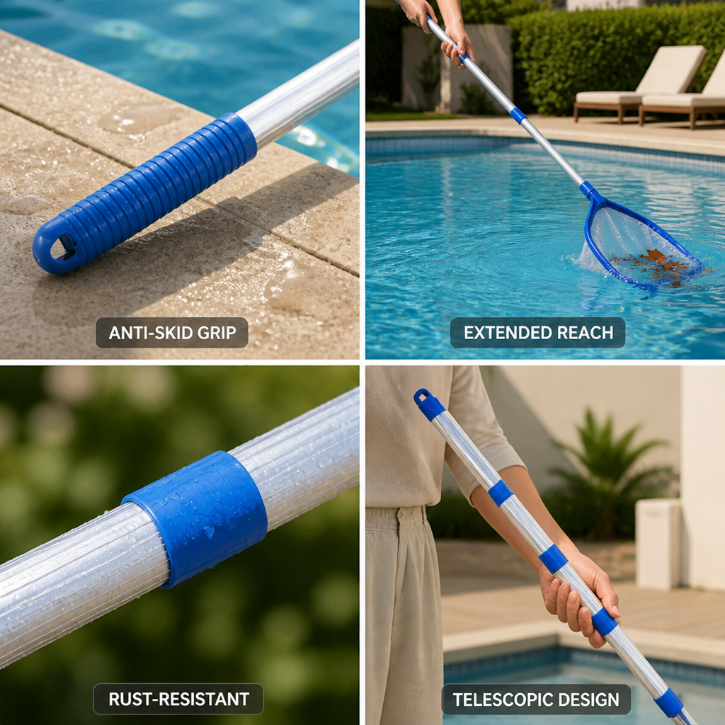 Anodized Aluminum Anti-Skid Telescopic Pool Pole