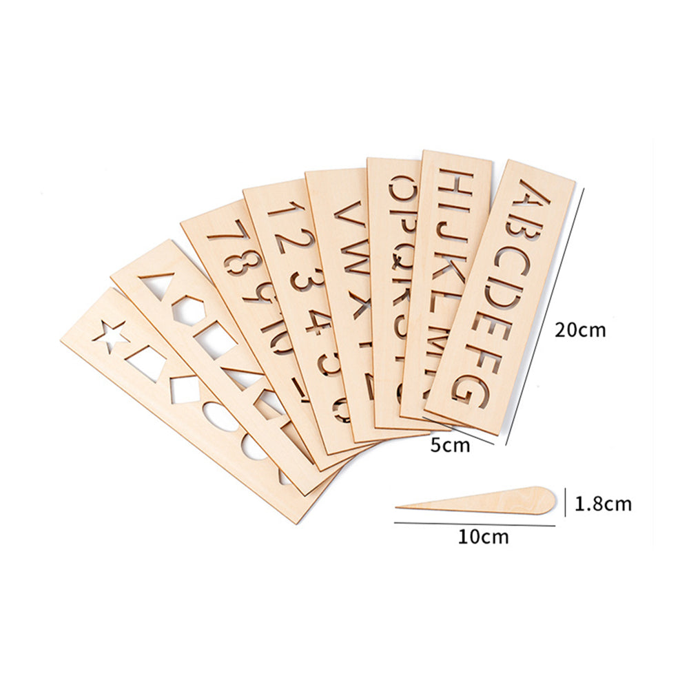 Wooden Learning Templates for Letters and Numbers