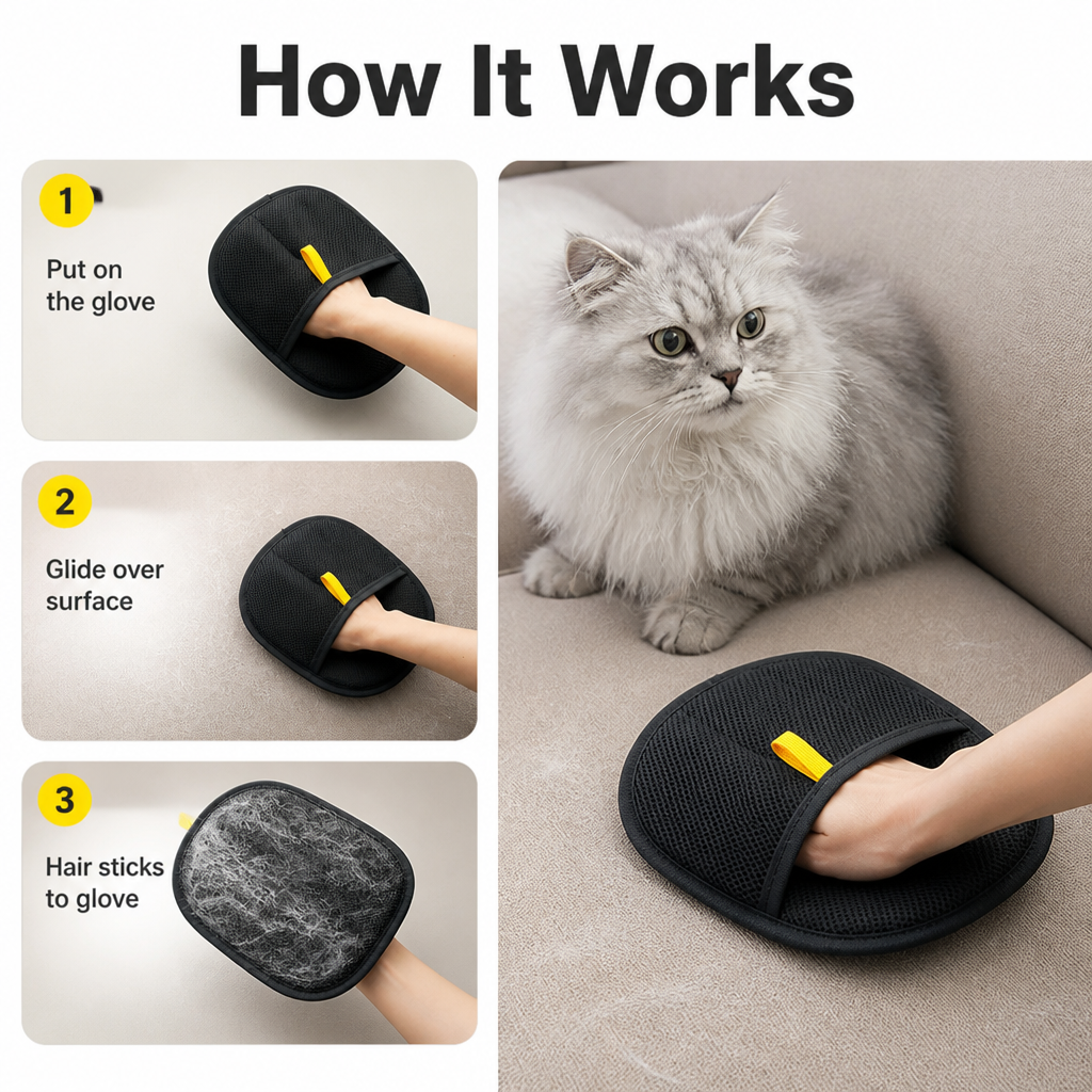 GlidePet™ Gloves — Swiftly Zap Pet Hair and Revel in a Spotless, Stress-Free Home
