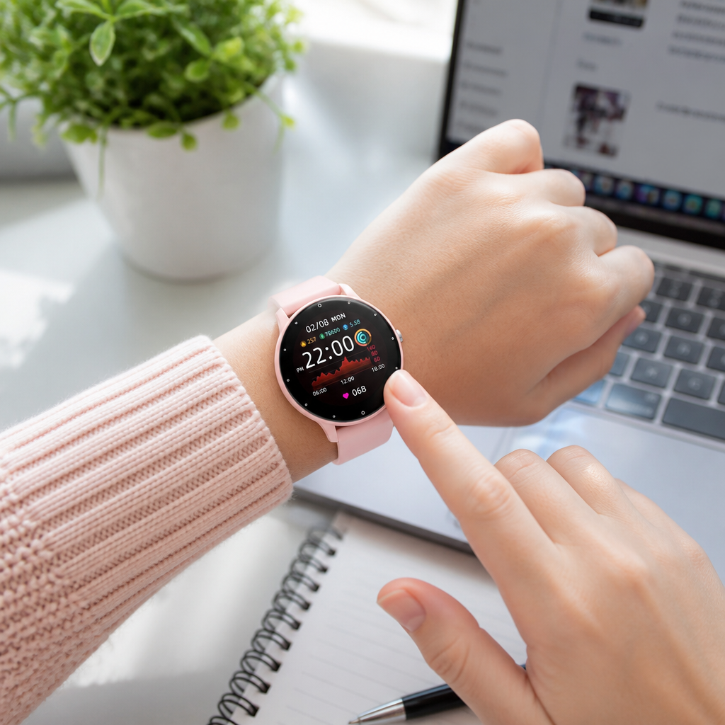 IP67 Waterproof Heart Rate, SpO2 & BP Smartwatch (1.28-Inch Touchscreen)