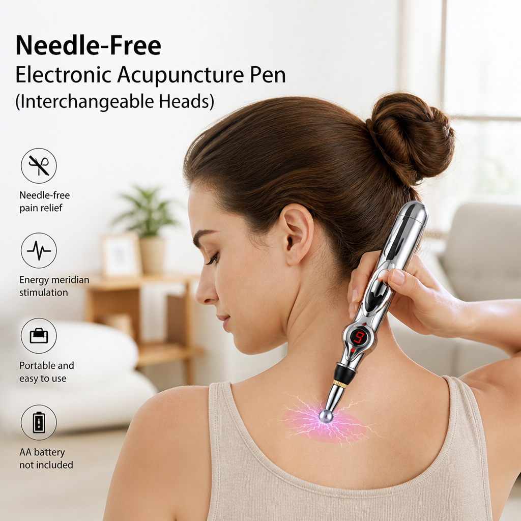 Needle-Free Electronic Acupuncture Pen (Interchangeable Heads)