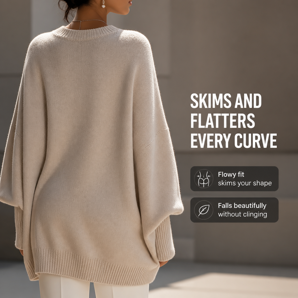 VeluraMist™ – Oversized Wool-Blend Sweater with Asymmetrical Cascade Hem