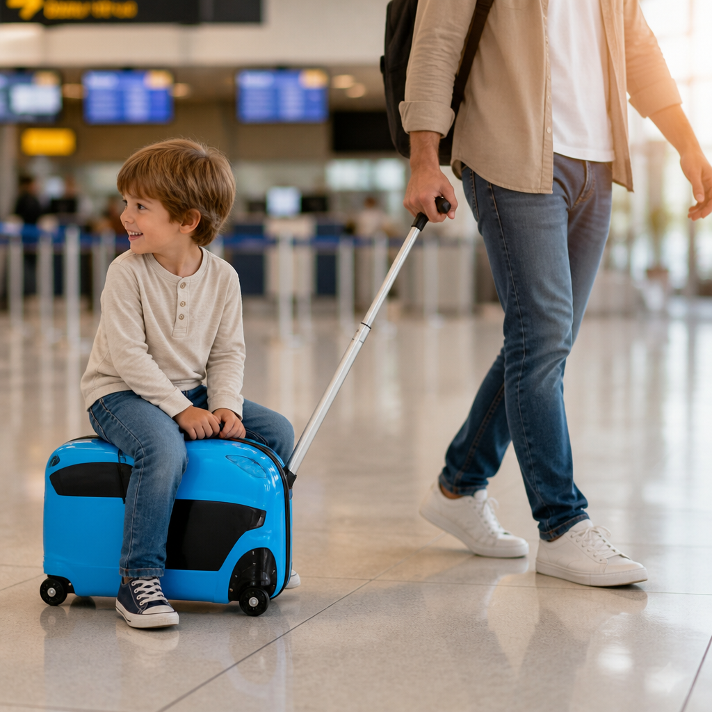 Car-Shaped ABS Hardshell Kids Pull-Along Suitcase