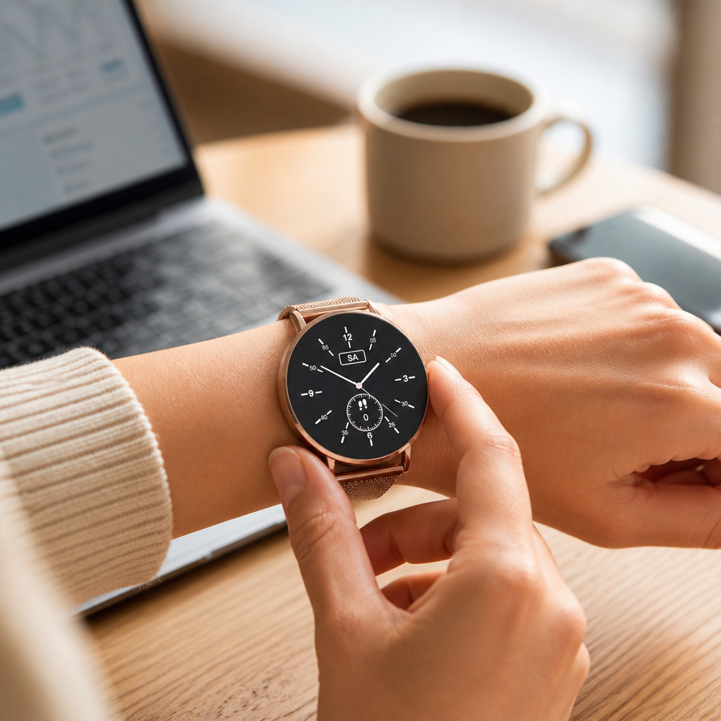 Health-Tracking Slim Metal Smartwatch (5-7 Day Battery)