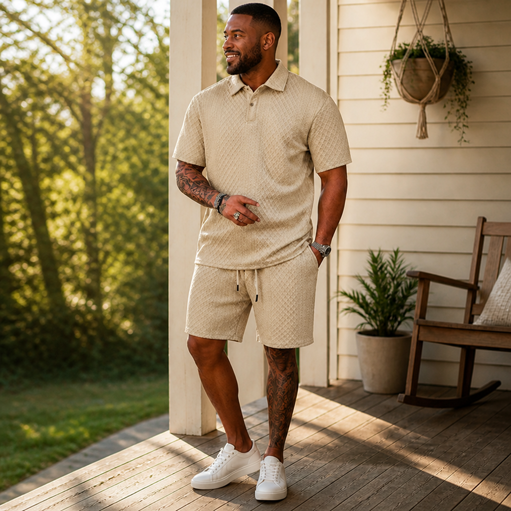 StratusEdge™ Men’s Diamond Pattern Suit — Stay Fresh, Sharp, and Unstoppable All Day Long