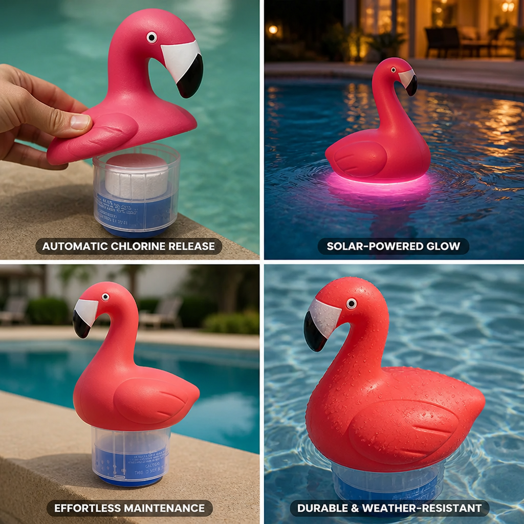 Solar-Powered Automatic Flamingo Chlorine Dispenser