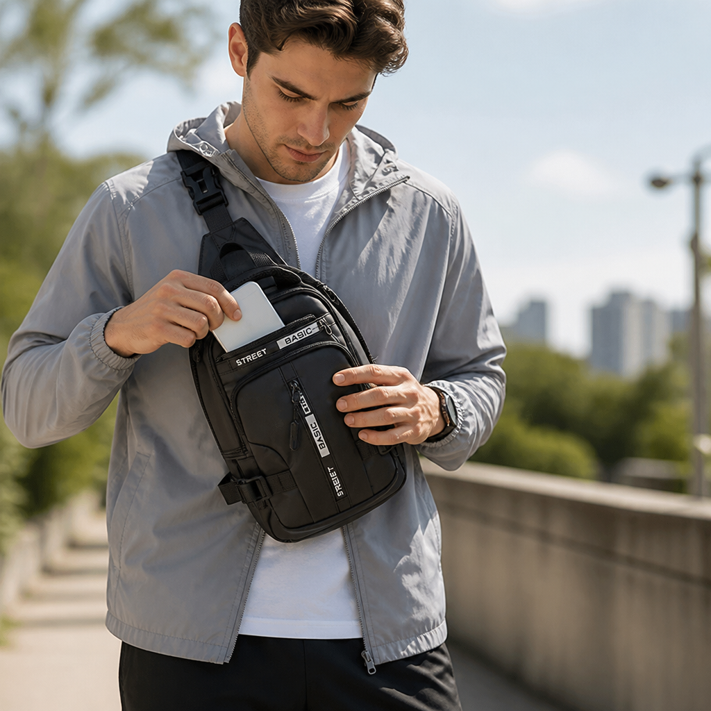 Compact Lightweight Nylon Crossbody Sling Backpack