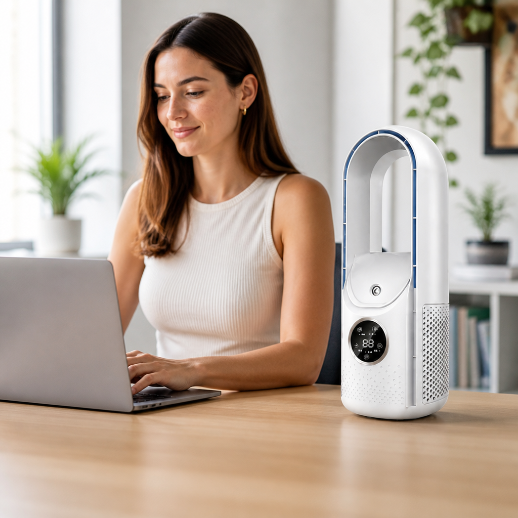Bladeless Quiet Tower Fan (6 Modes)