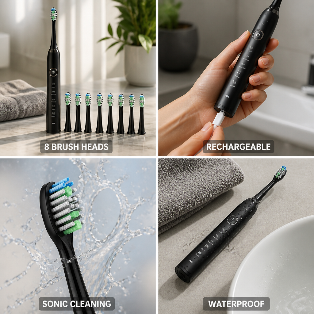 Rechargeable Sonic Toothbrush (8 Brush Heads)