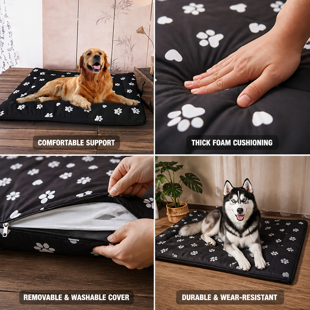 Wear-Resistant Thick Foam Dog Sleeping Pad (Removable Washable Cover)
