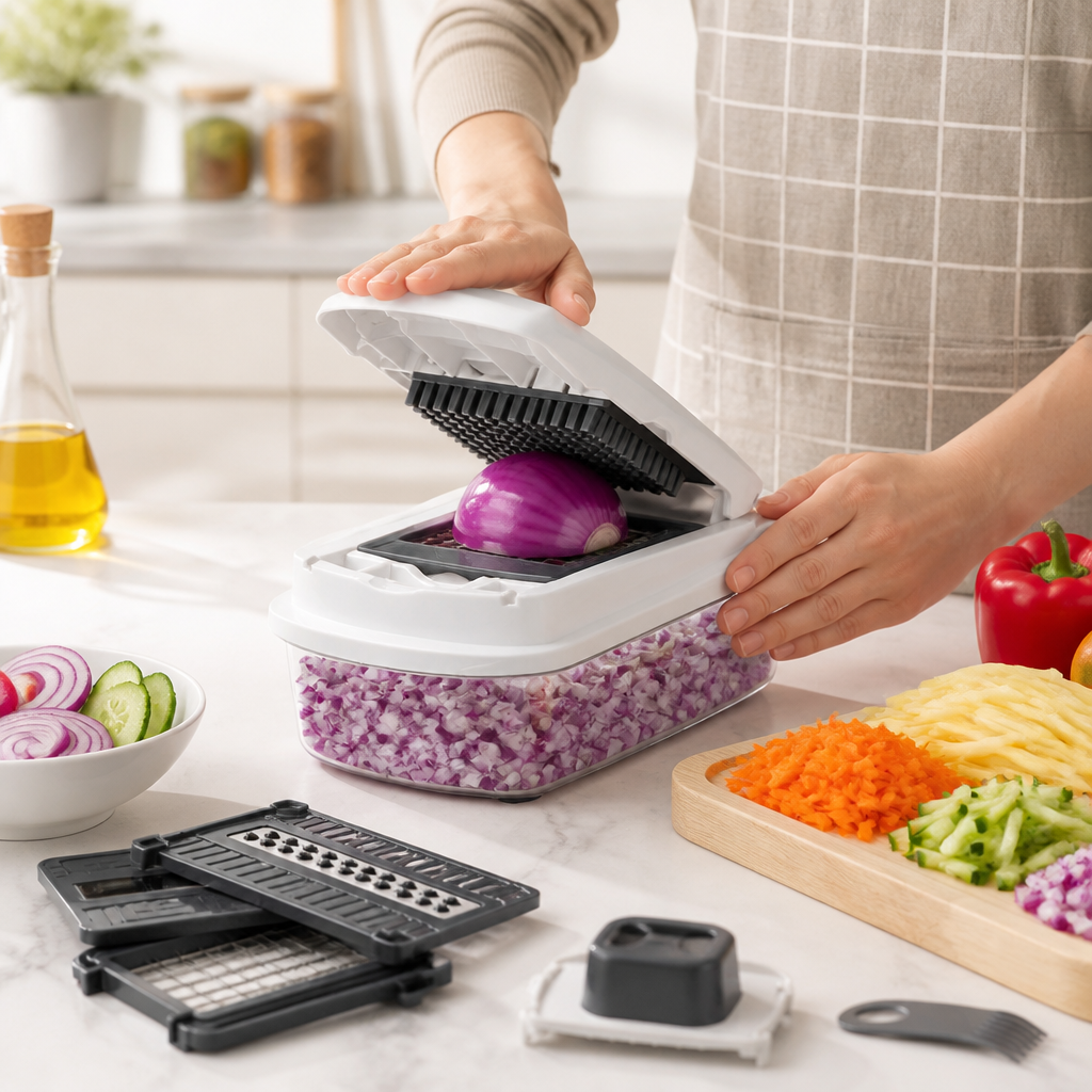 10-In-1 Vegetable Slicer With Built-In Container