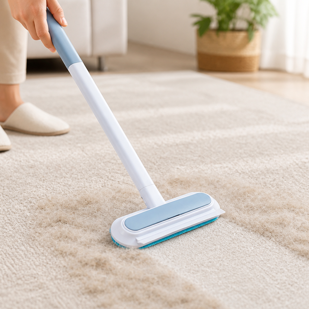 3-in-1 Reusable Sturdy-Bristle Pet Hair Remover (For Carpets & Rugs)