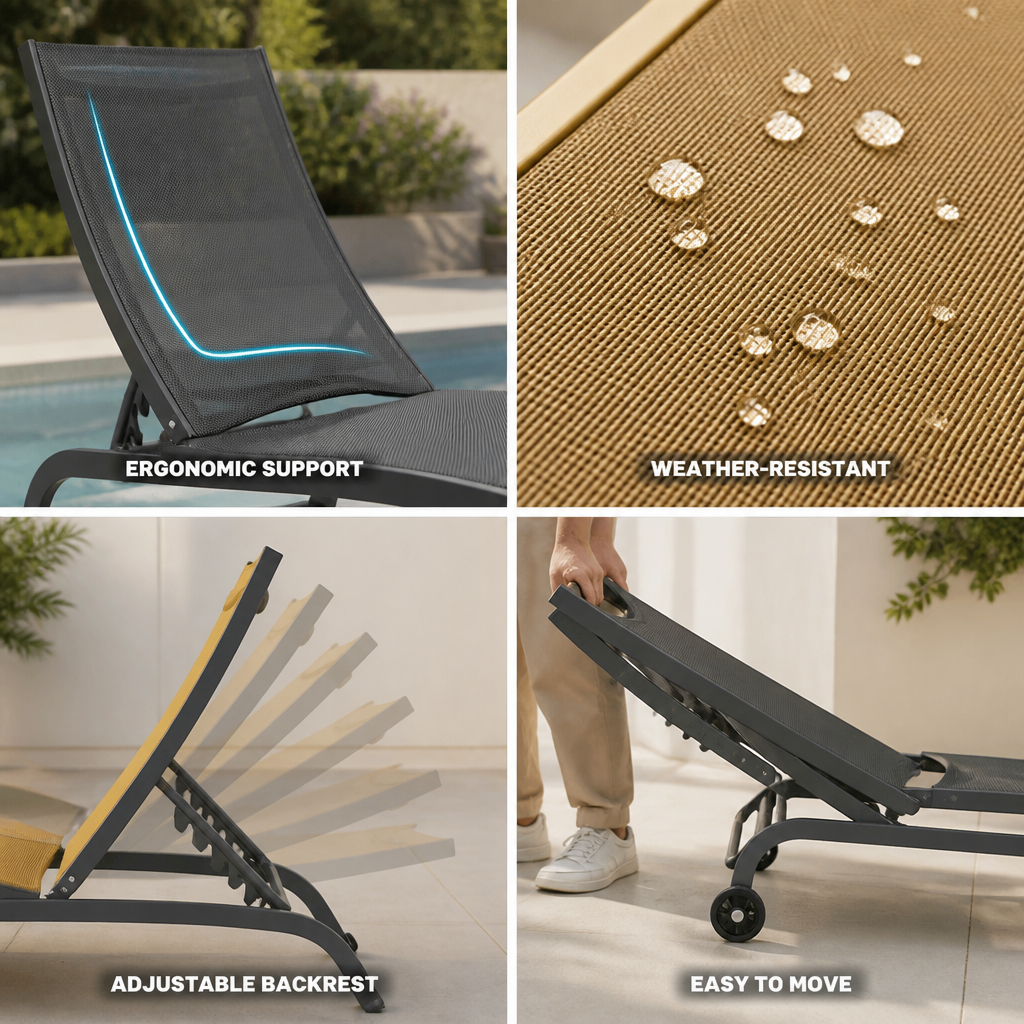 Ergonomic Adjustable Outdoor Recliner (UV-Resistant Fabric)