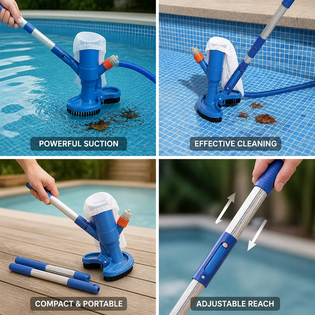 Hose-Powered Telescopic Handheld Pool Vacuum