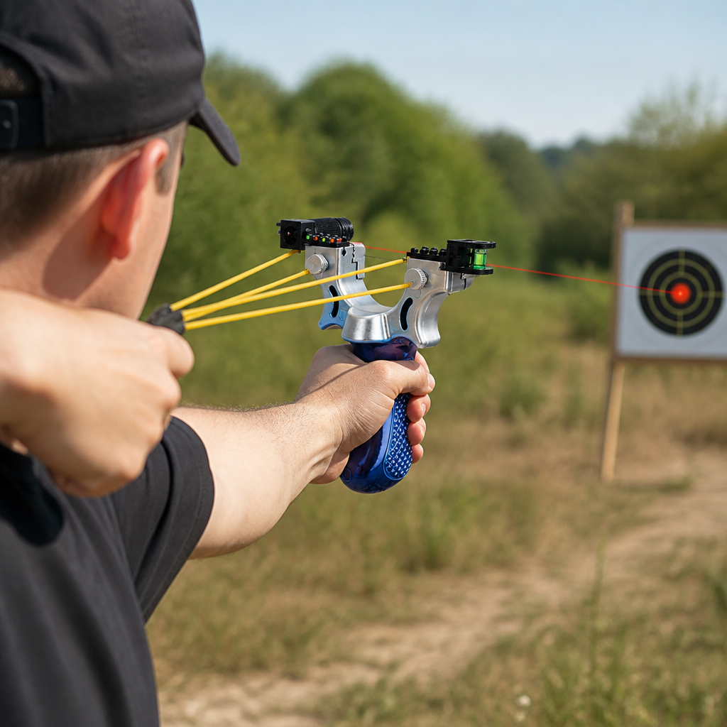 Built-In Laser & Level Anti-Slip Grip Slingshot