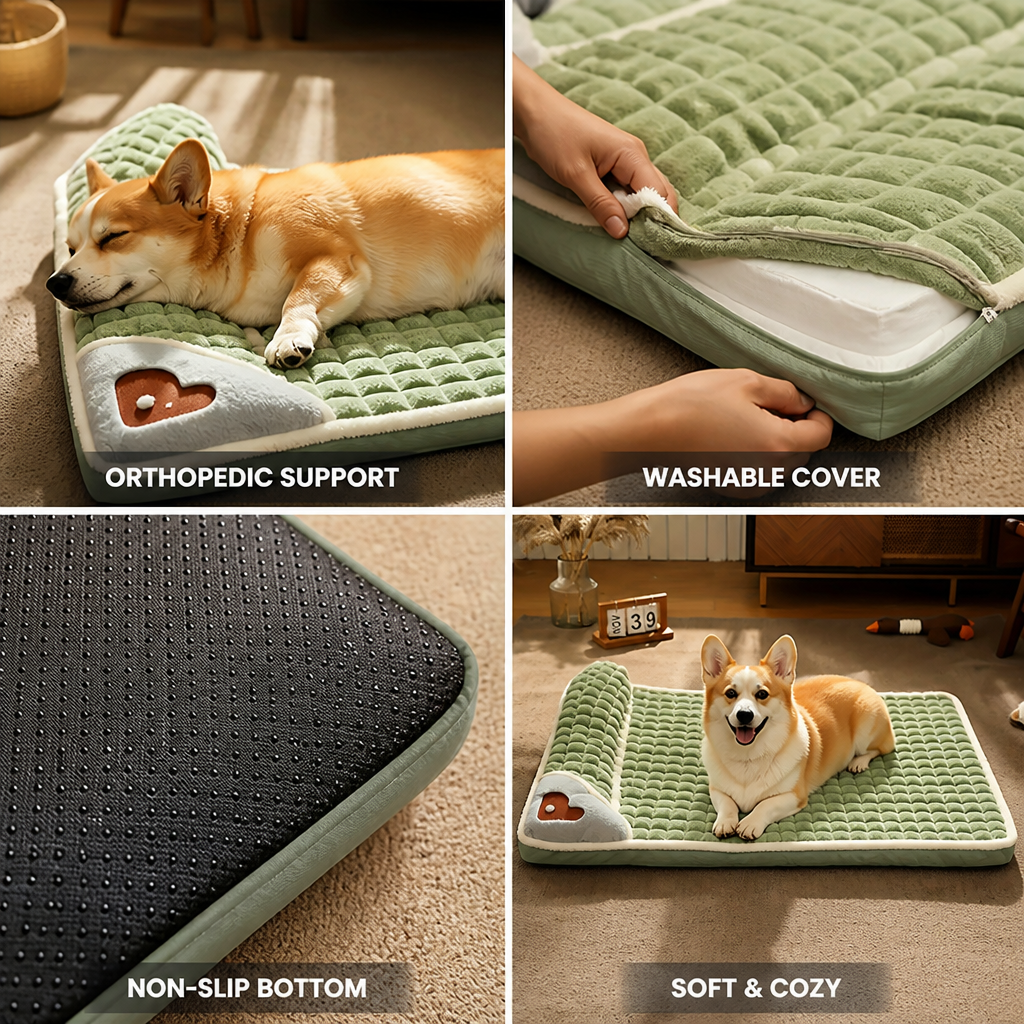 Orthopedic Foam Pet Bed With Neck Pillow (100×70 cm)