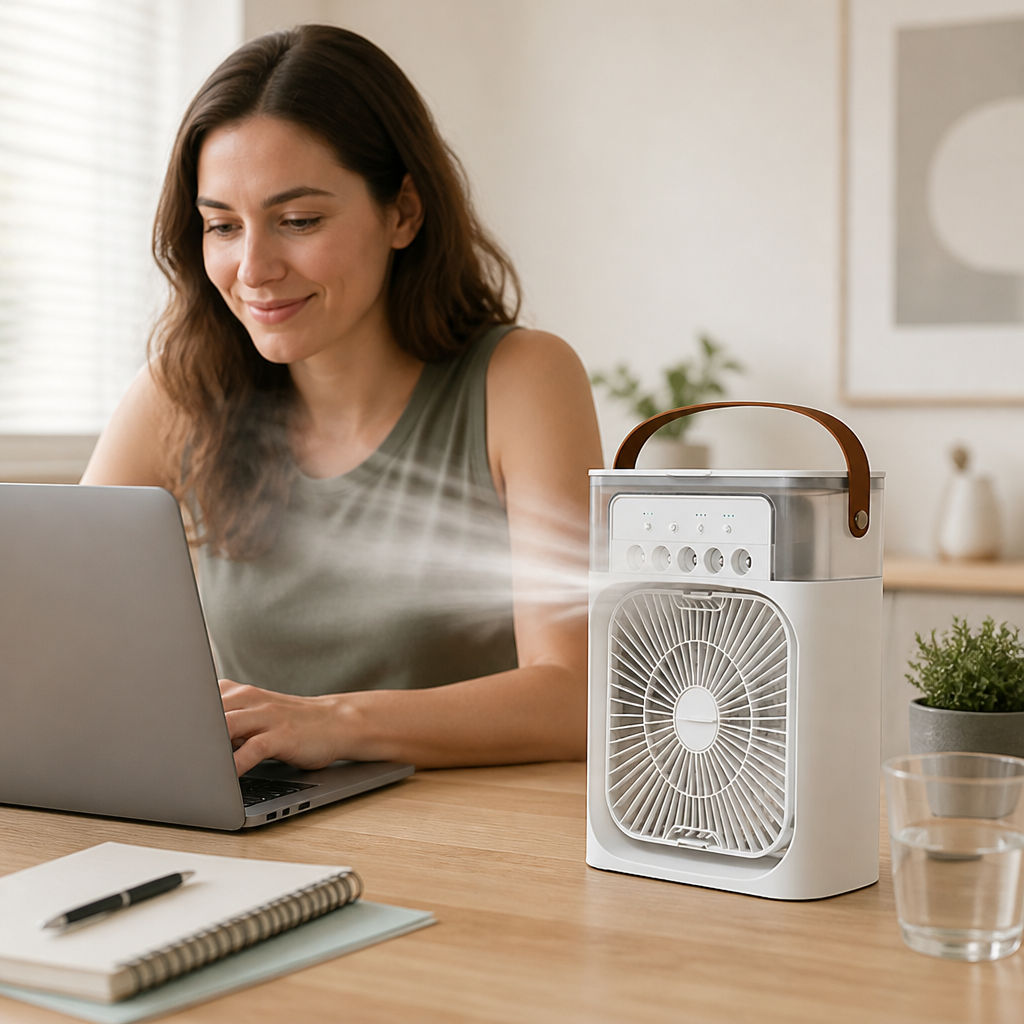 USB Rechargeable Cooling & Humidifying Fan