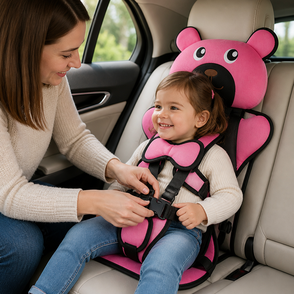 Foam-Padded Side-Wing Adjustable Harness Car Seat Cushion