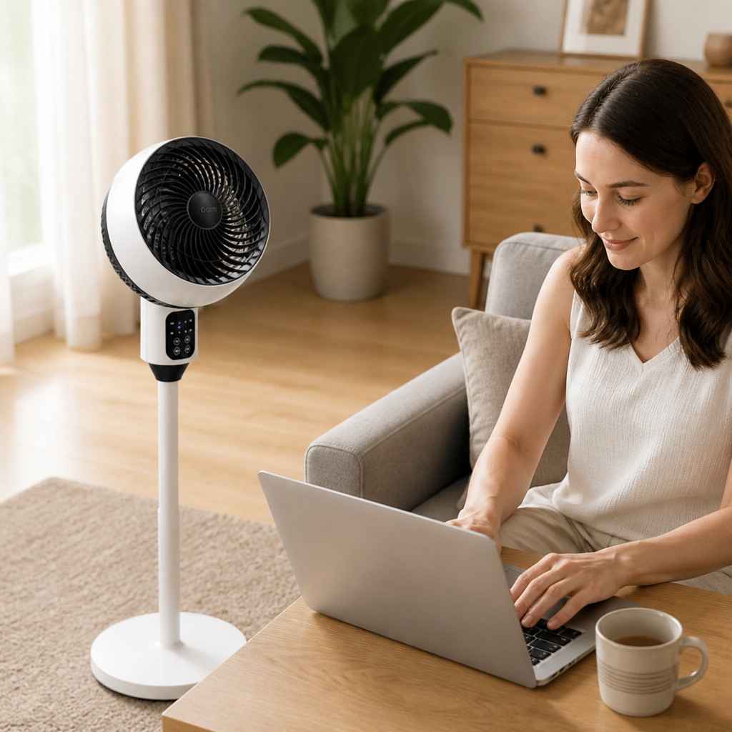 Ultra-Quiet 3D-Oscillating Standing Fan (Adjustable Height & Timer)