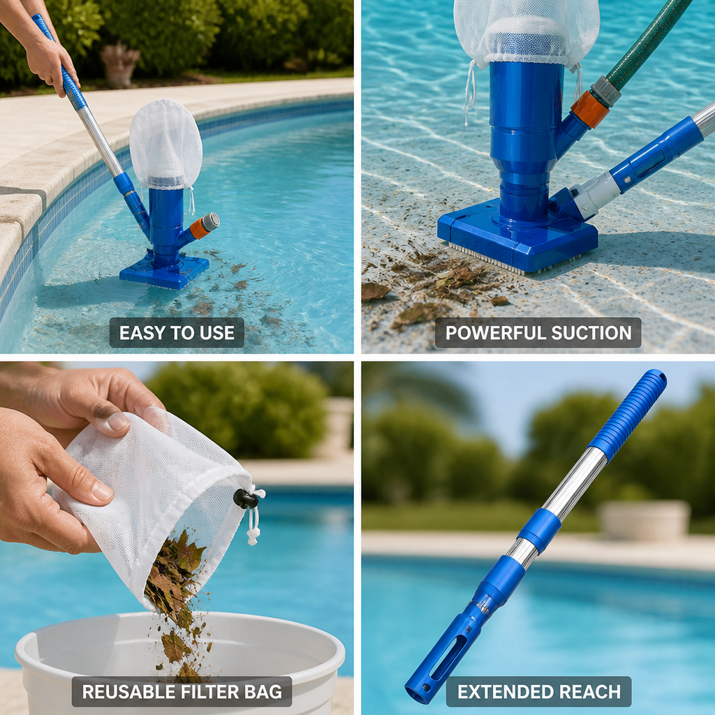 Hose-Powered Venturi Pool Vacuum (40-Inch Telescoping Pole)