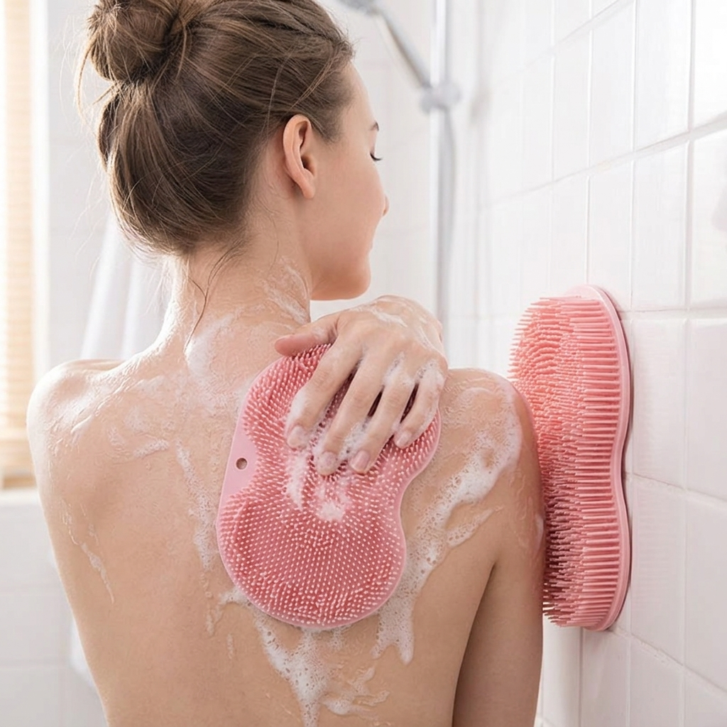Silicone Non-Slip Suction Cup Shower Scrubber
