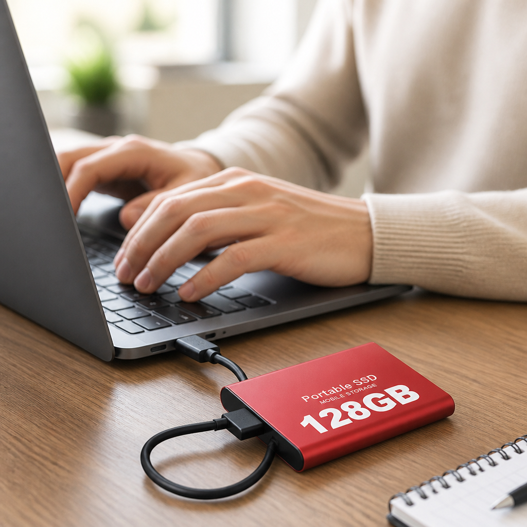 High-Speed USB-C Shockproof Aluminum External SSD (128GB)